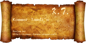 Kommer Tamás névjegykártya